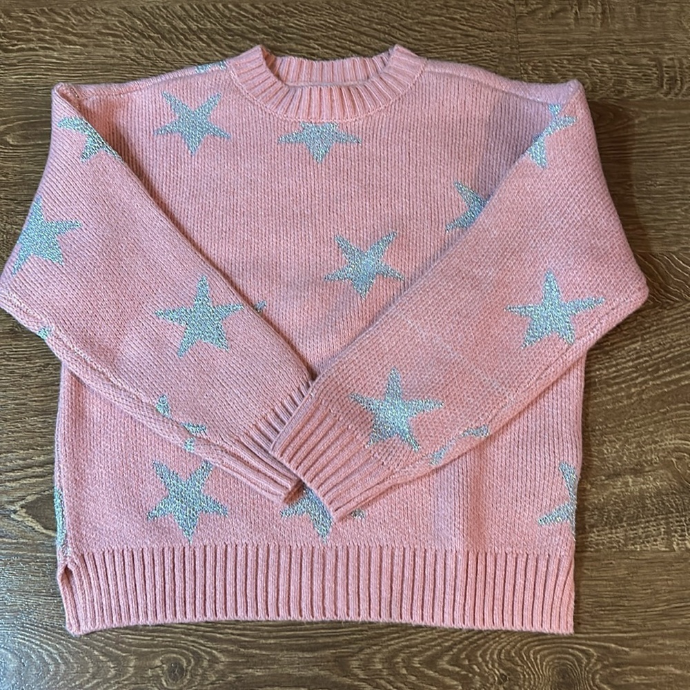 Pink Silver Stars Old Navy Girls Sweater Brand New No Tags